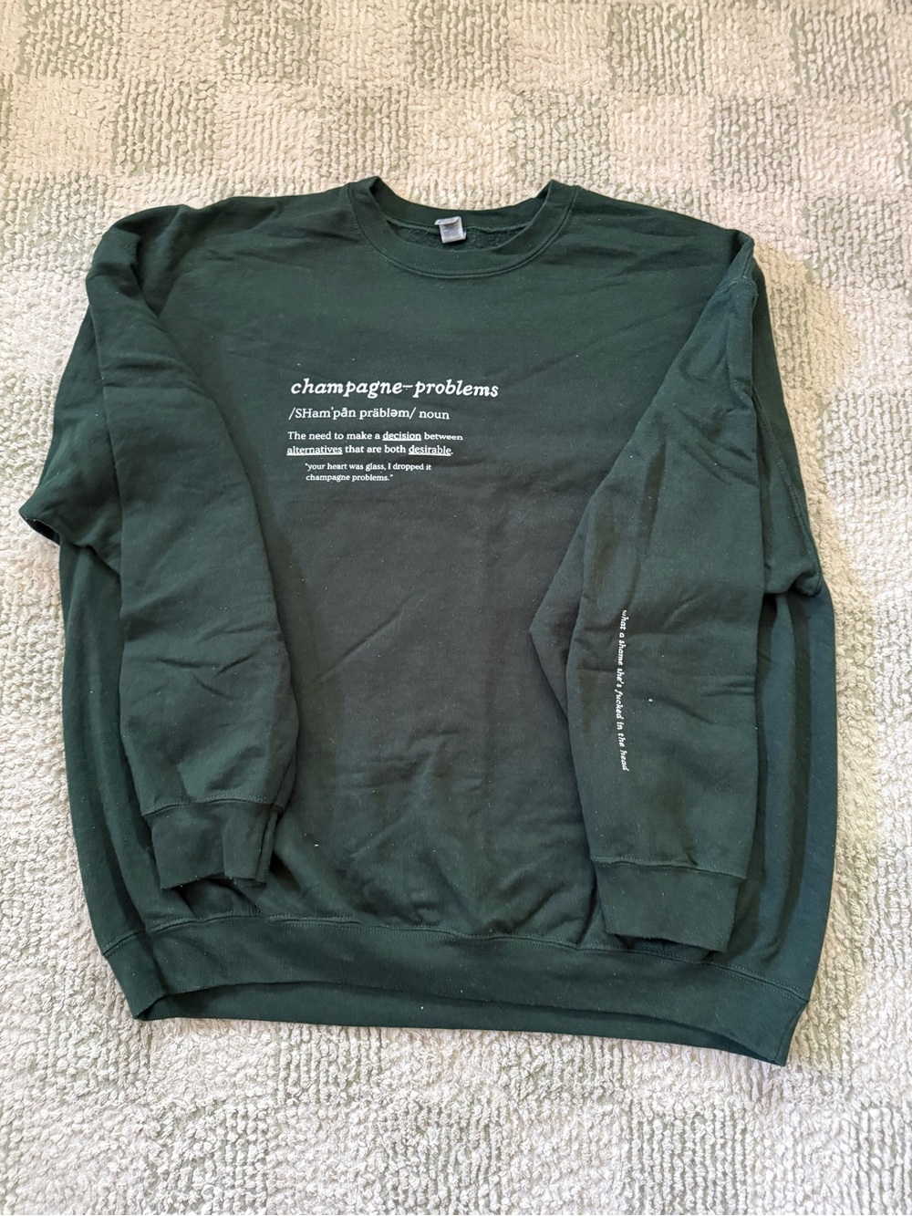 Taylor Swift Dark Green "champagne-problems" Crewneck Sweater